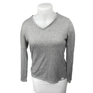 Hurley Women's Gray Knit Long Sleeve V-Neck Active Sweatshirt  Sweater Top Sz XL